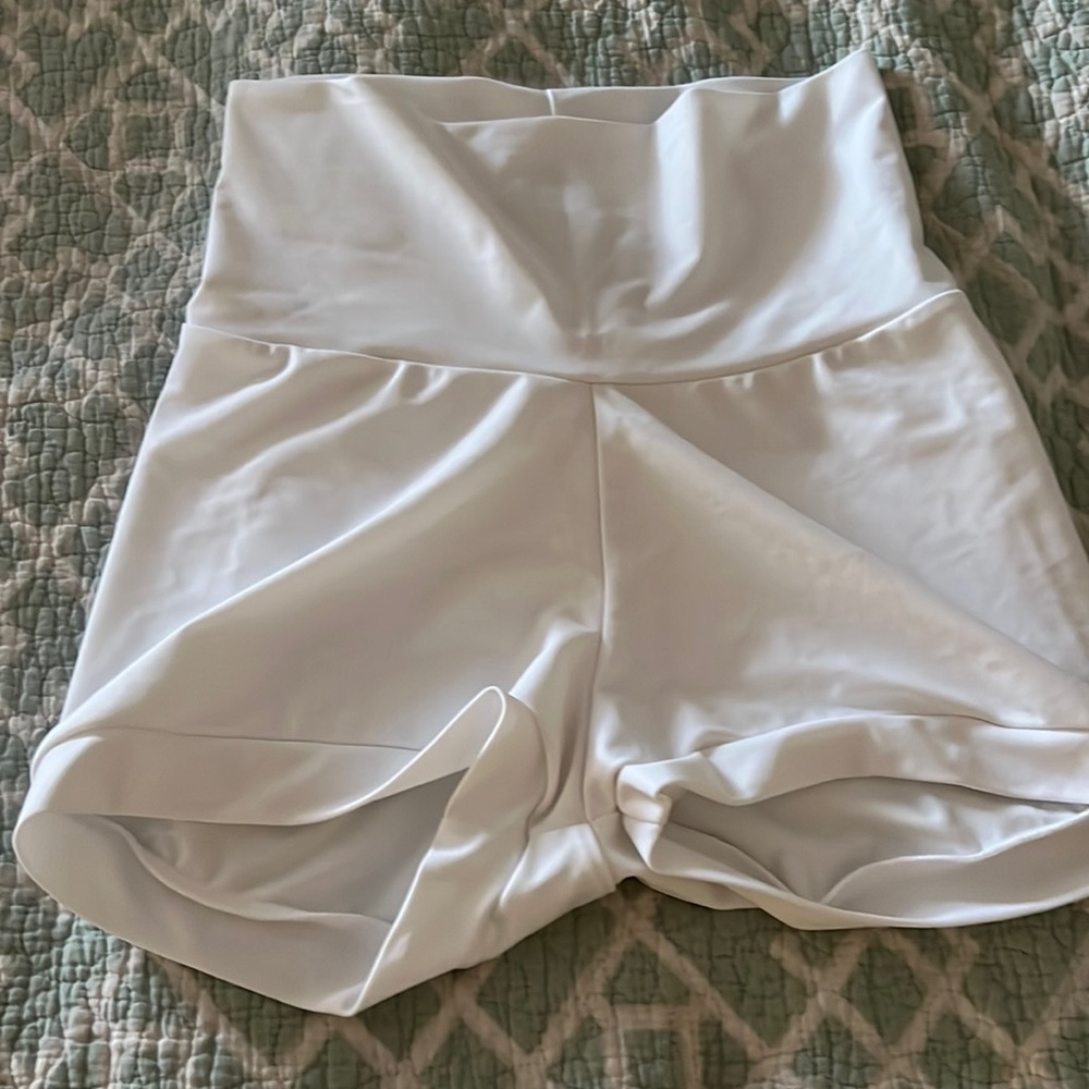 B Dancewear - white high waisted shorts - L